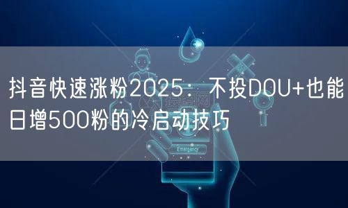 抖音快速涨粉2025：不投DOU+也能日